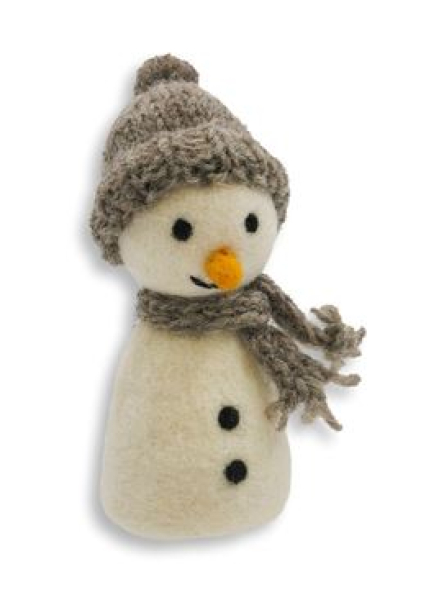 Eierwärmer Schneemann mit grauer Mütze